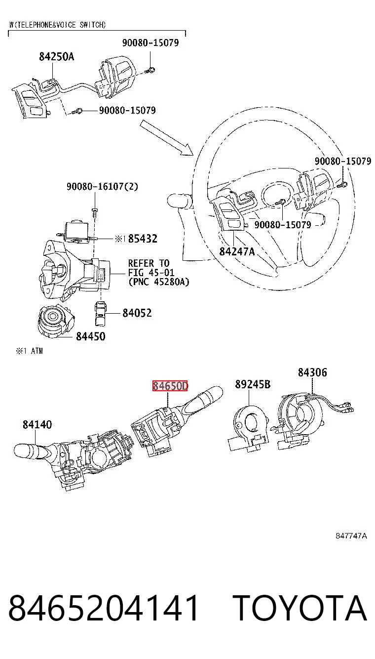 8465204141 Toyota Перемикач підрульовий, правий