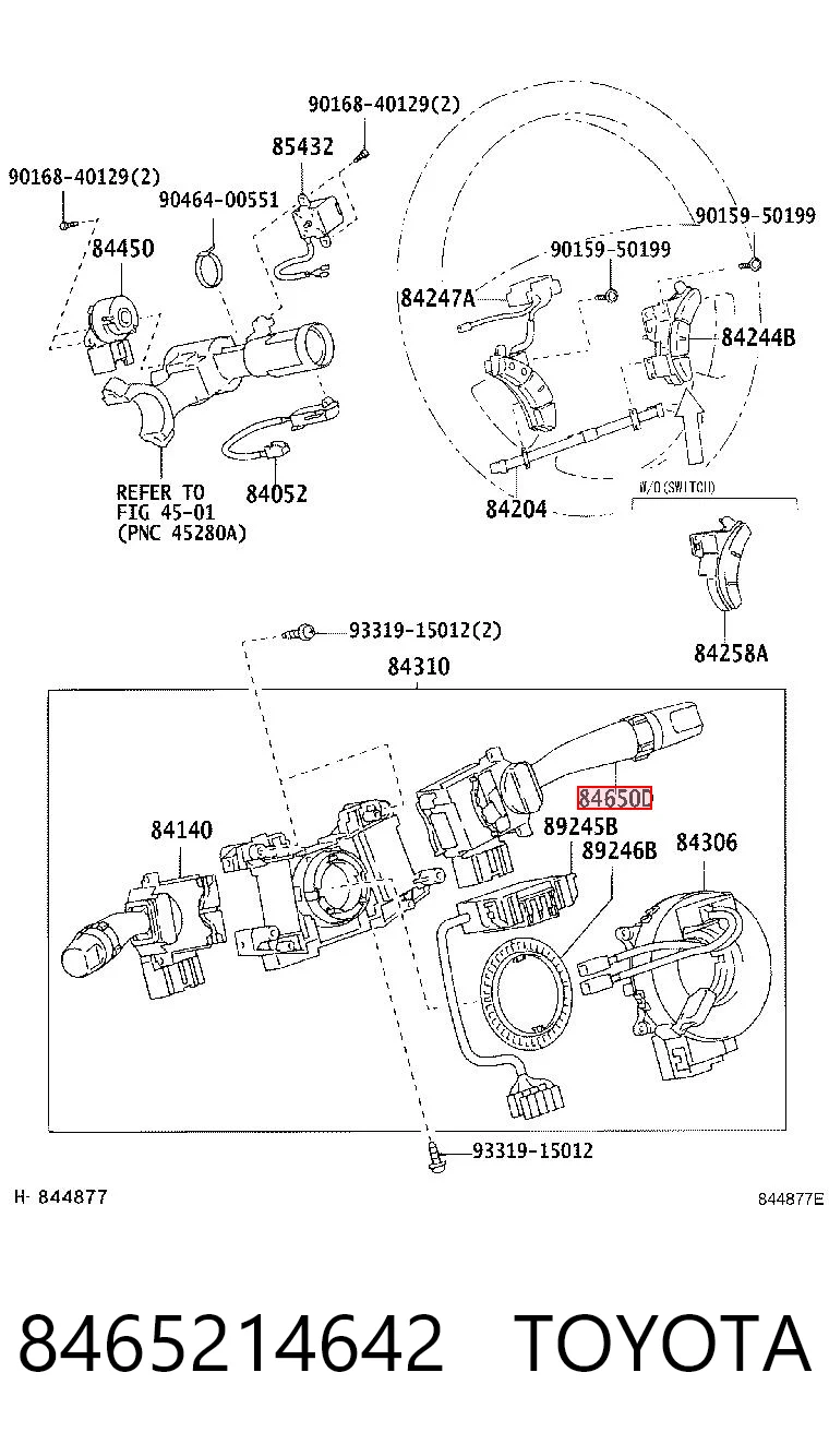 8465214642 Toyota Перемикач підрульовий, правий