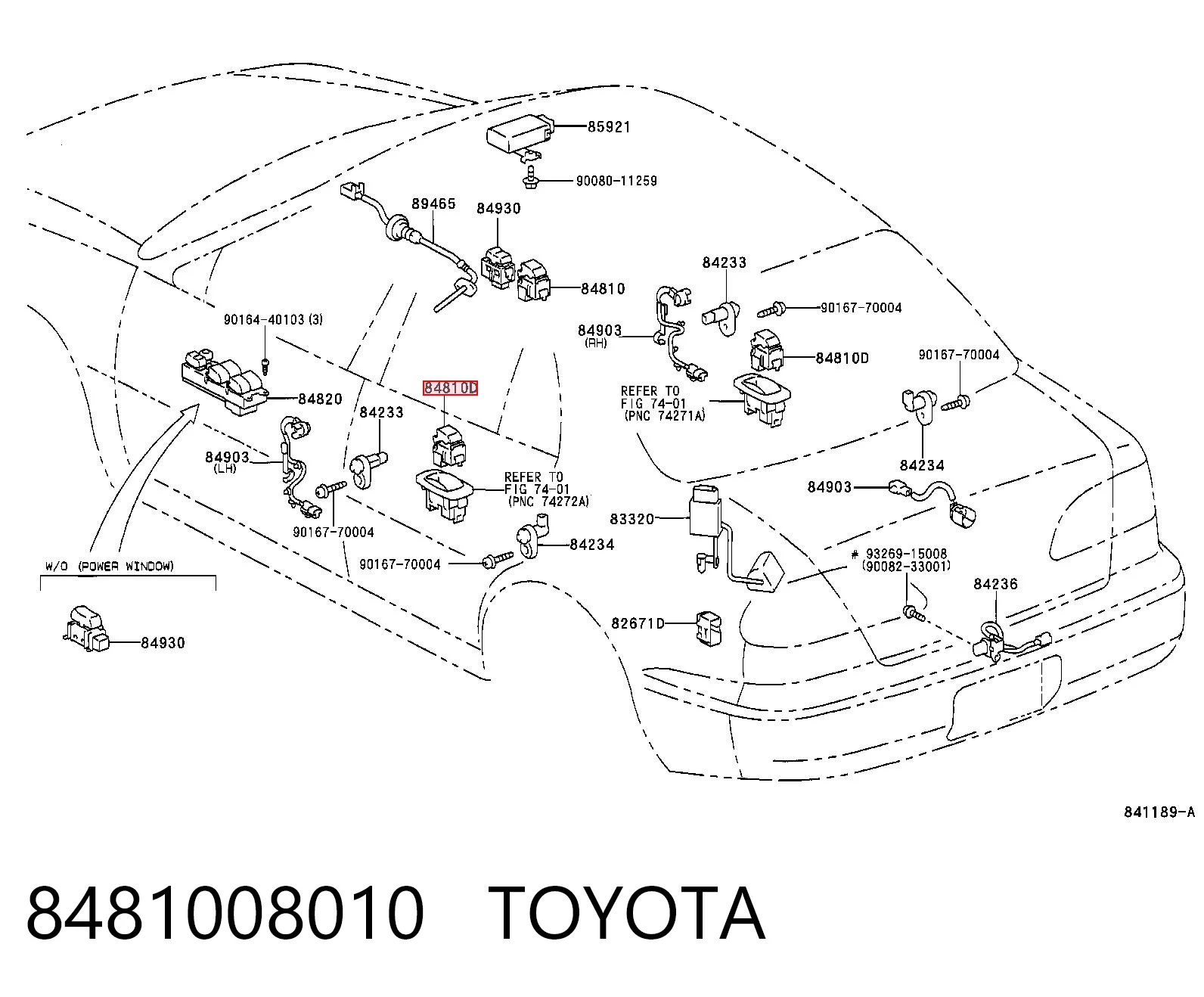 8481008010 Toyota Кнопка підйомника переднього правого скла