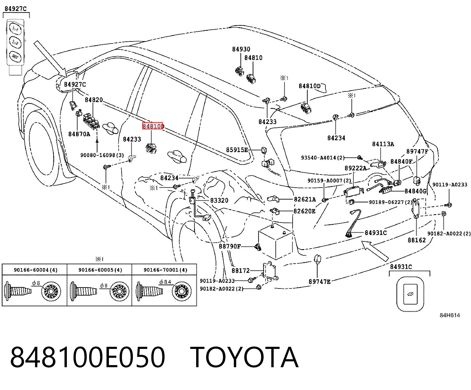 848100E050 Toyota Кнопки заднього склопід'ємника