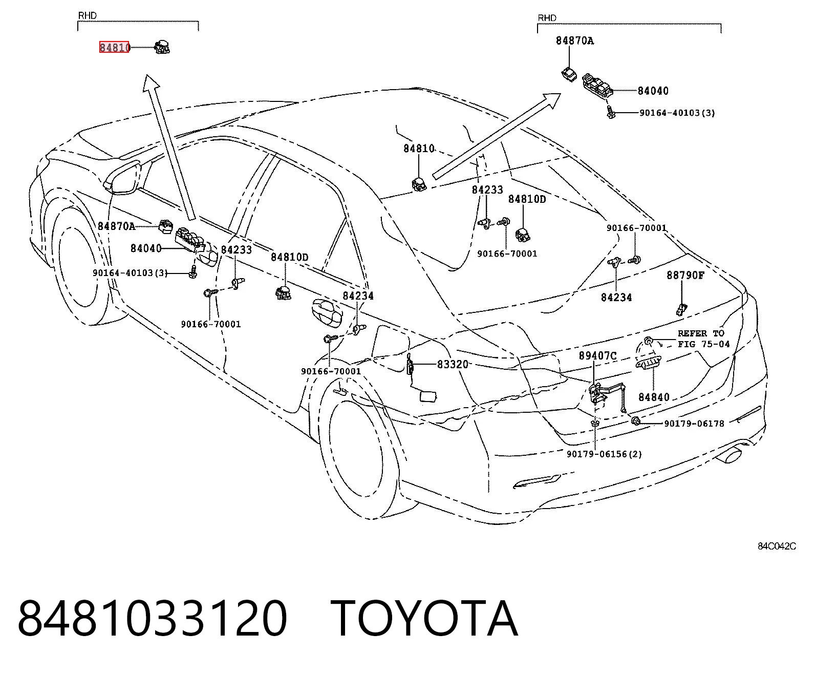 8481033120 Toyota Кнопка підйомника заднього правого скла