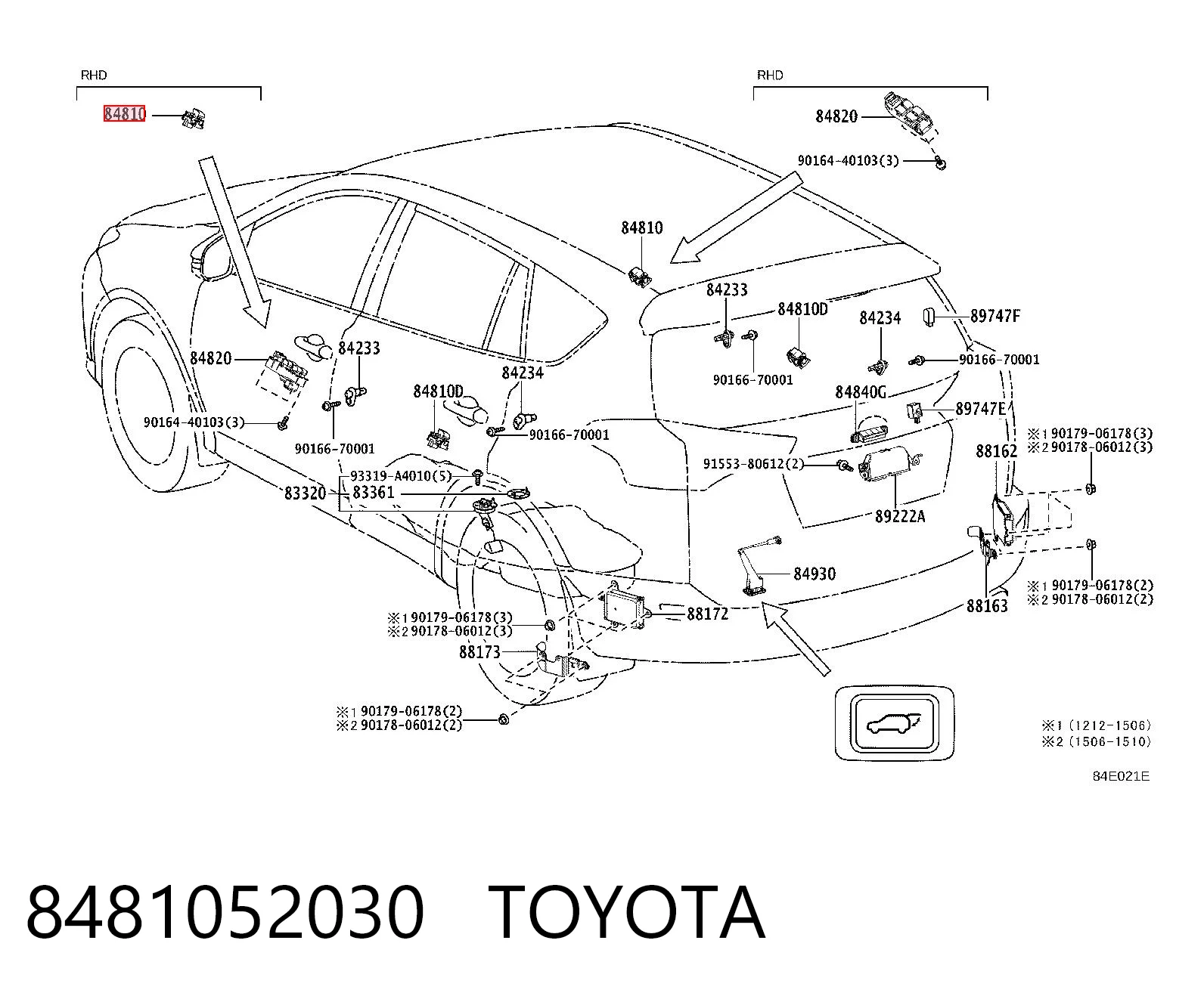 8481052030 Toyota Кнопка підйомника переднього правого скла