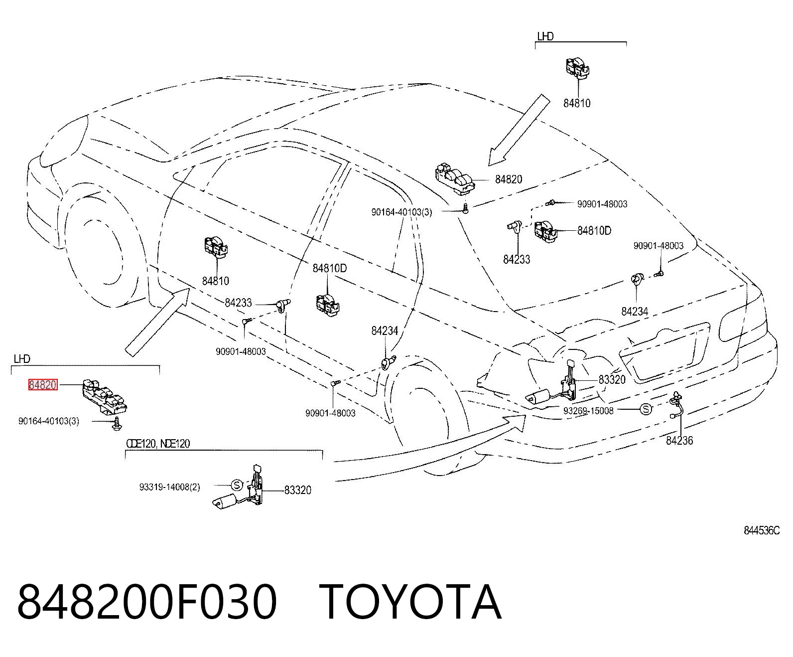 848200F030 Toyota Кнопки переднього лівого склопід'ємника
