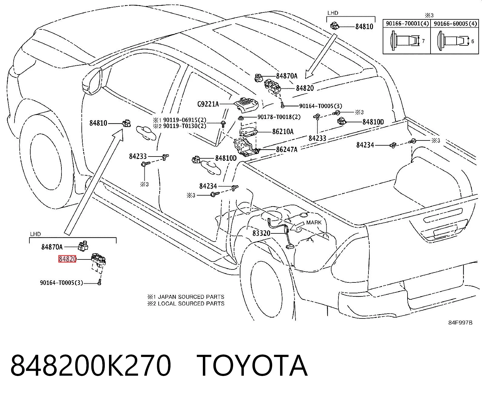 848200K270 Toyota Кнопковий блок управління склопідіймачами центральної консолі
