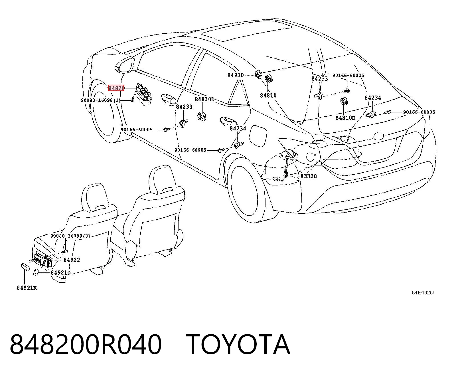 848200R040 Toyota Кнопковий блок управління склопідіймачами центральної консолі