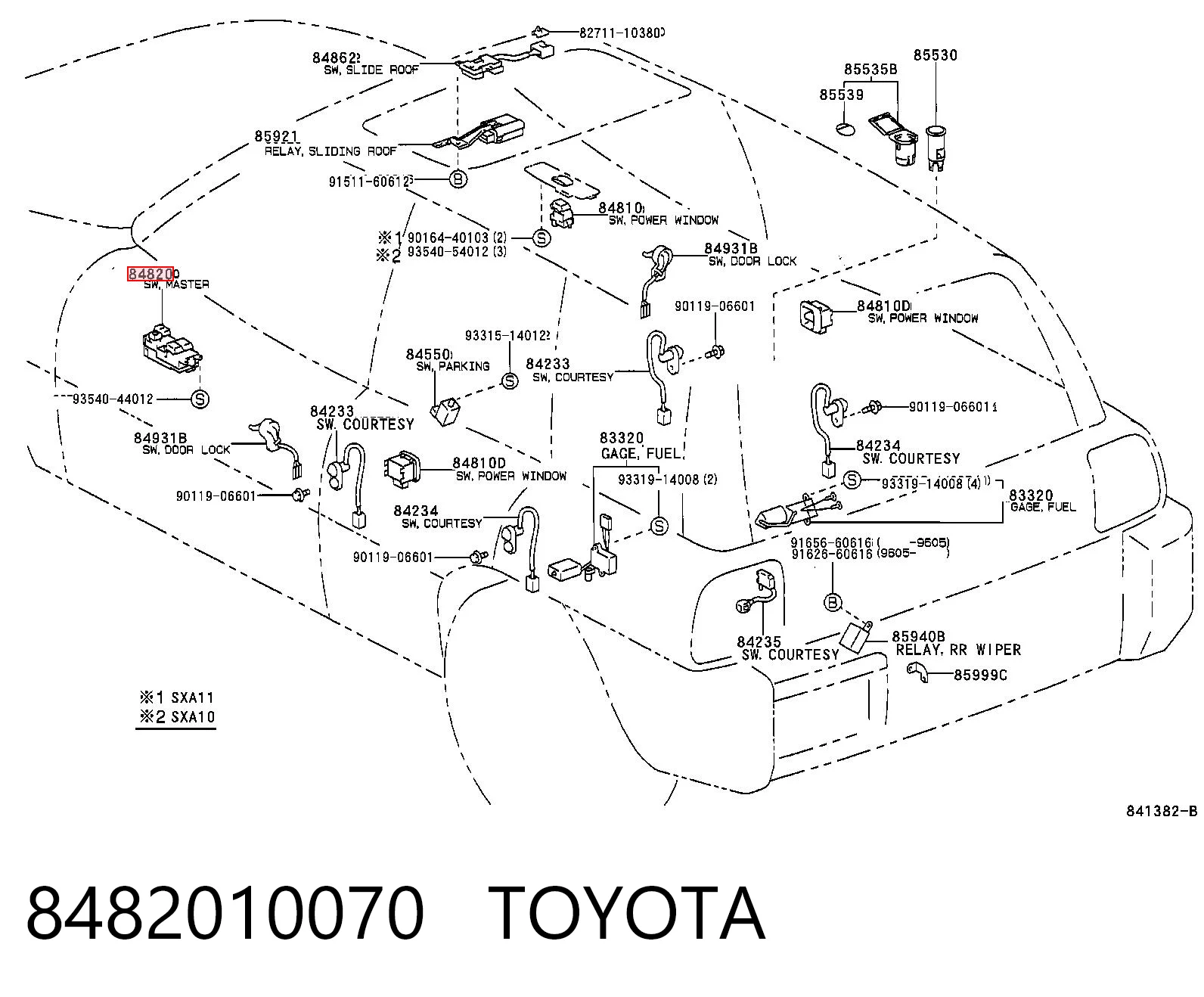 8482010070 Toyota Кнопки переднього лівого склопід'ємника