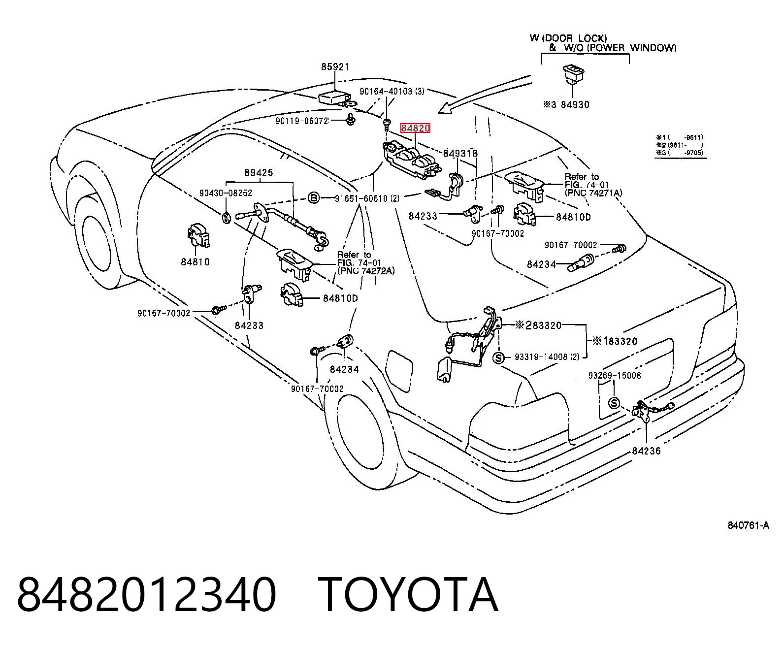 8482012340 Toyota Кнопковий блок управління склопідіймачами центральної консолі