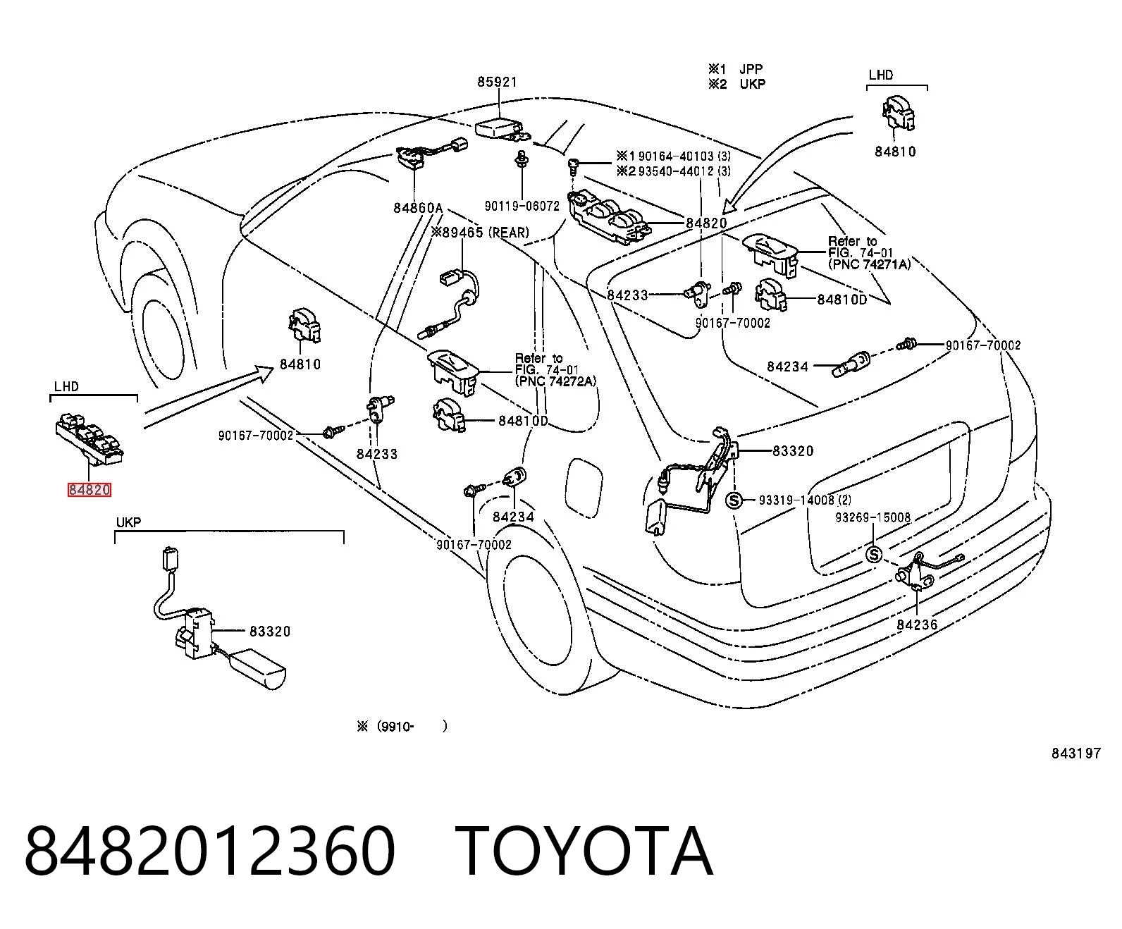 8482012360 Toyota Кнопковий блок управління склопідіймачами центральної консолі