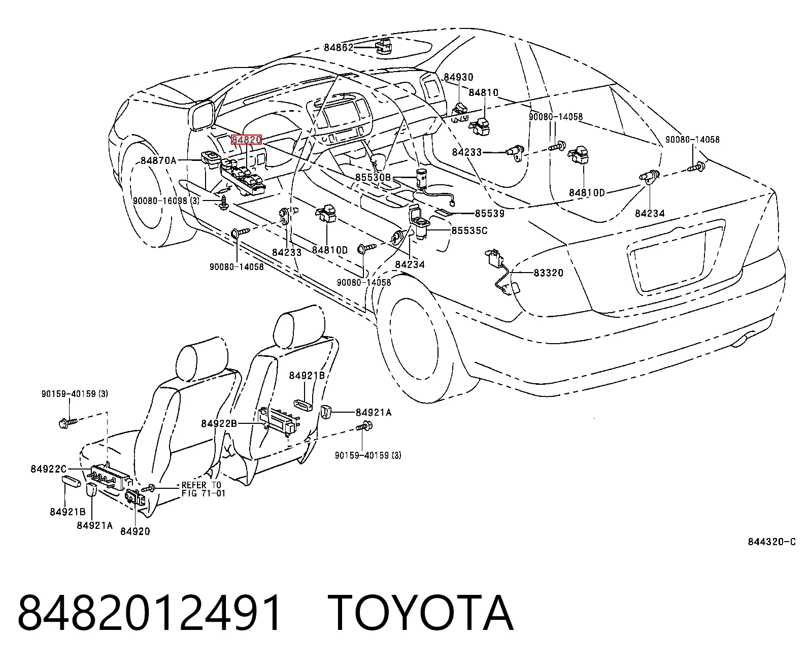 8482012491 Toyota Кнопковий блок управління склопідіймачами центральної консолі