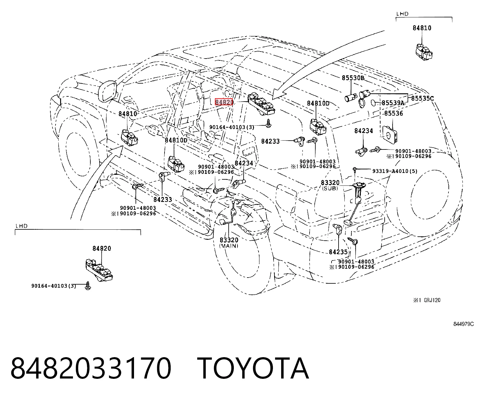 8482033170 Toyota Кнопки переднього лівого склопід'ємника