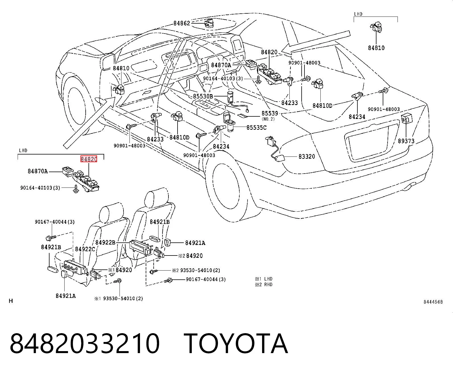 8482033210 Toyota Кнопковий блок управління склопідіймачами центральної консолі