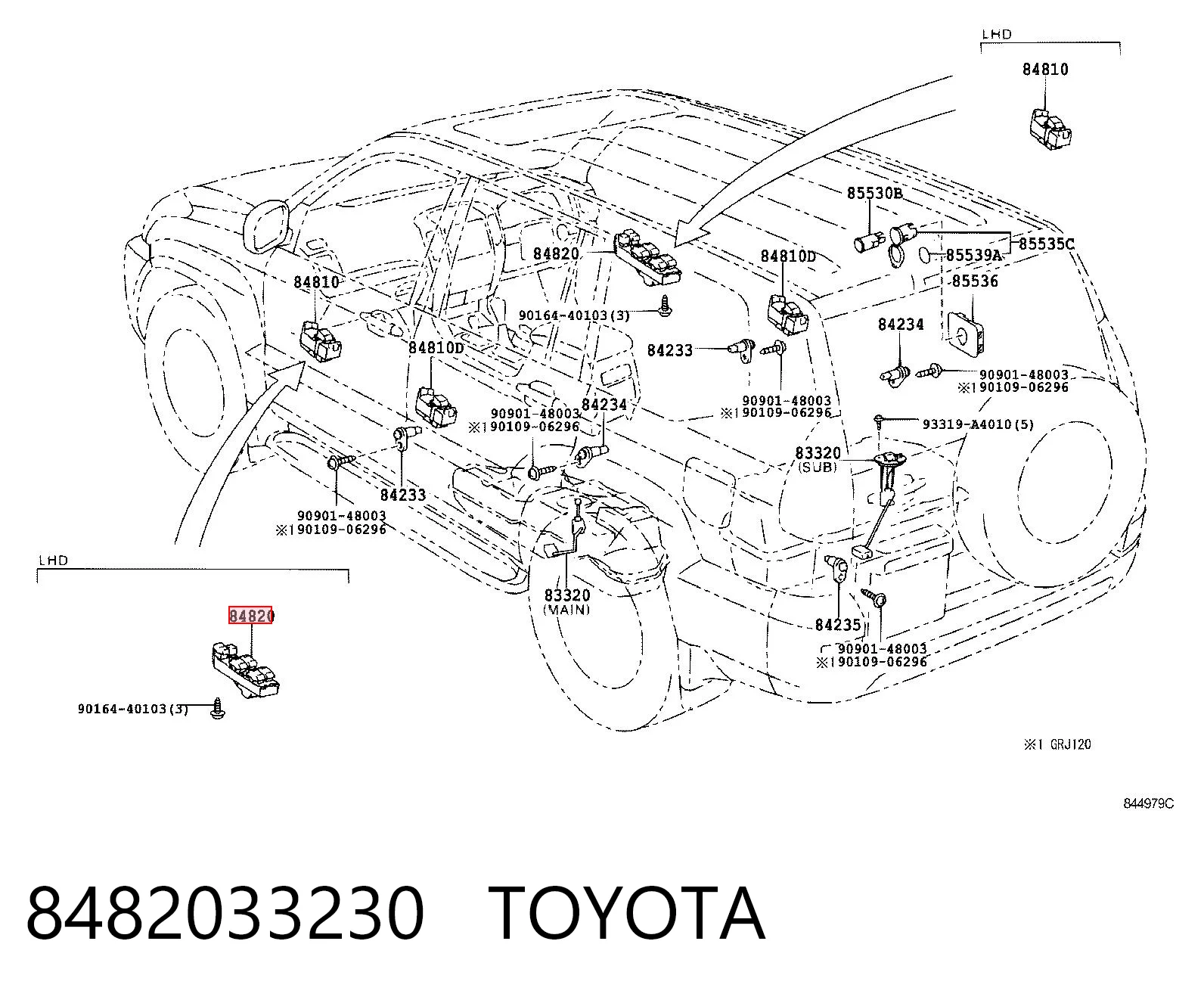 8482033230 Toyota Кнопки переднього лівого склопід'ємника