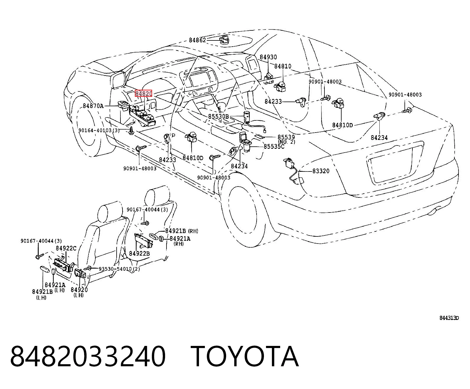 8482033240 Toyota Кнопковий блок управління склопідіймачами центральної консолі