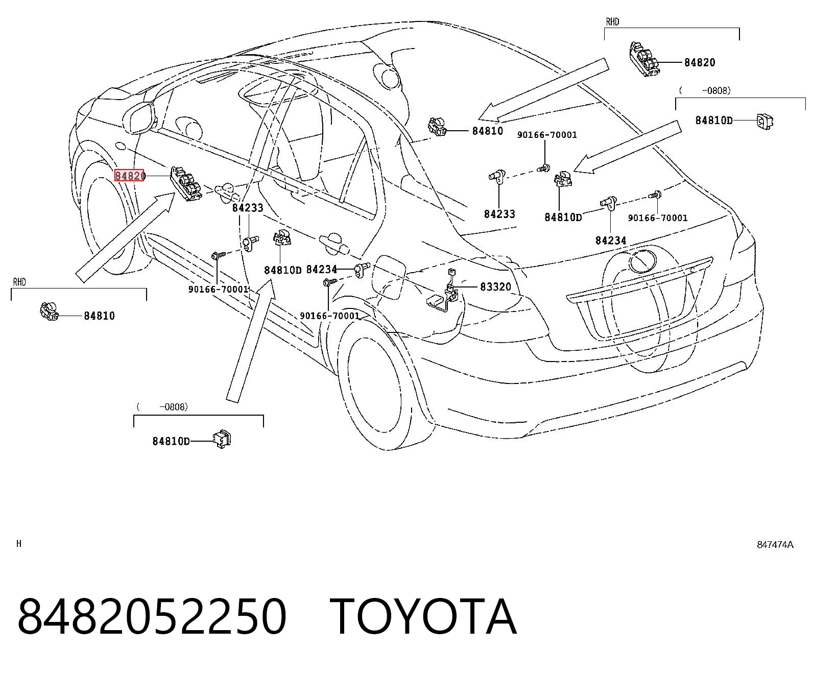 8482052250 Toyota Кнопковий блок управління склопідіймачами центральної консолі
