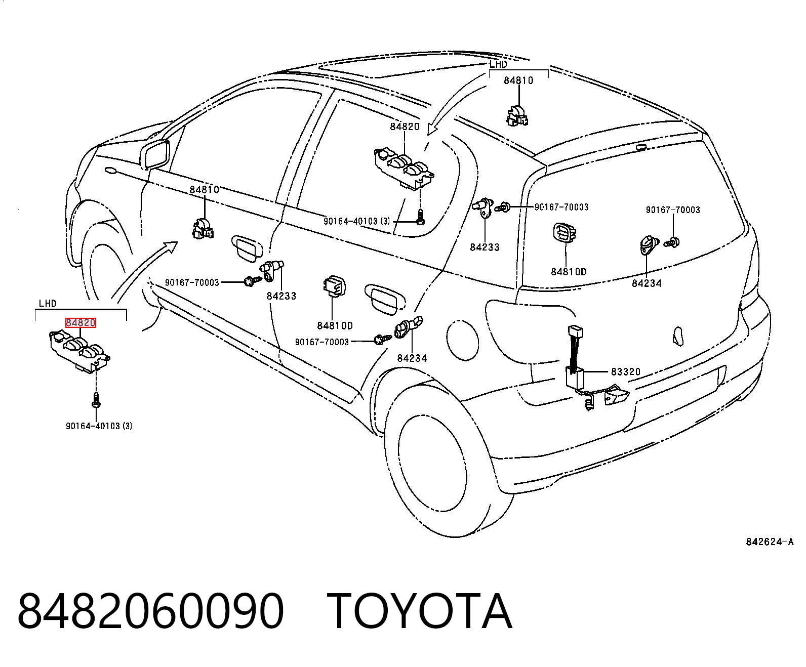 8482060090 Toyota Кнопки переднього лівого склопід'ємника