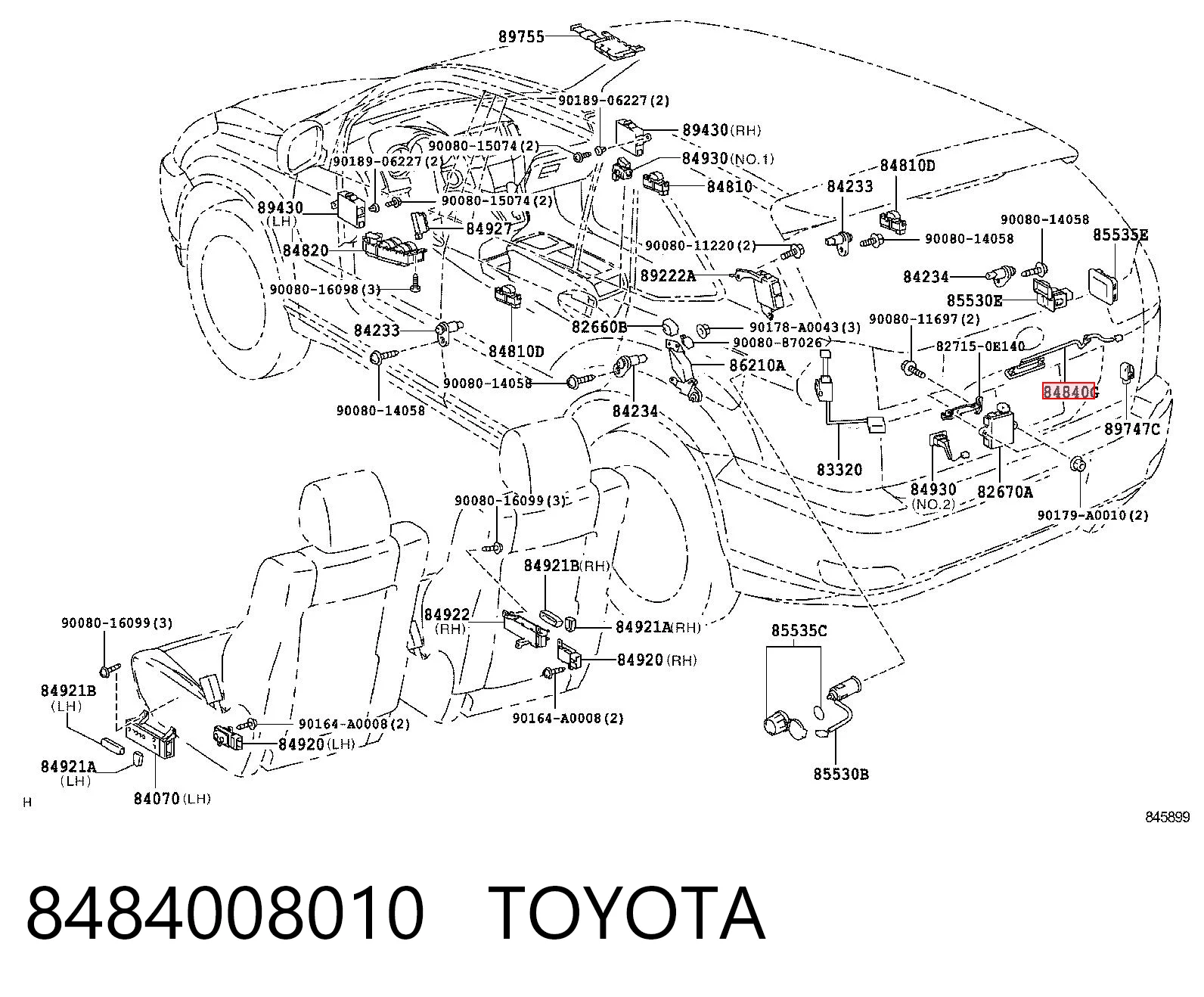 8484008010 Toyota Кнопка приводу замка задньої 3/5 двері (ляди)