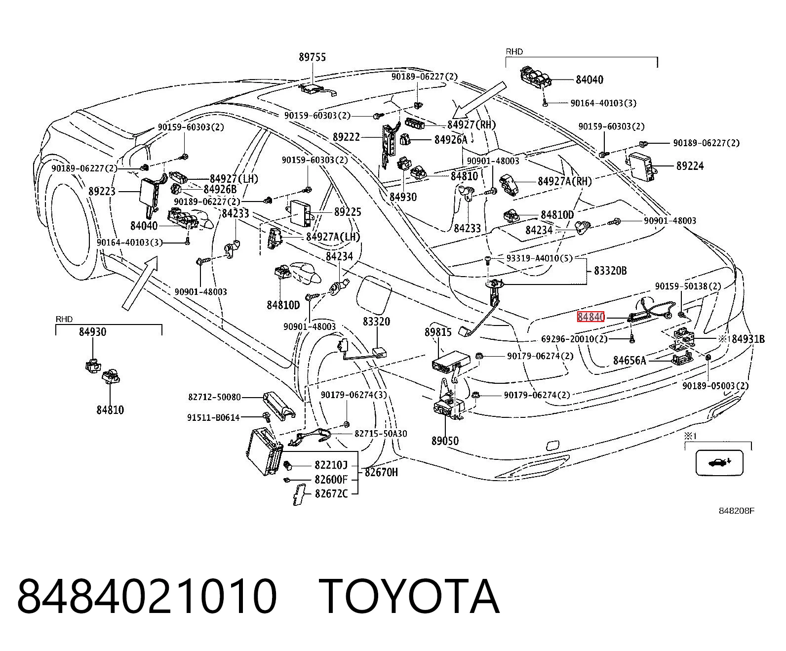 8484021010 Toyota Датчик відкриття кришки багажника/задніх дверей (ляди)