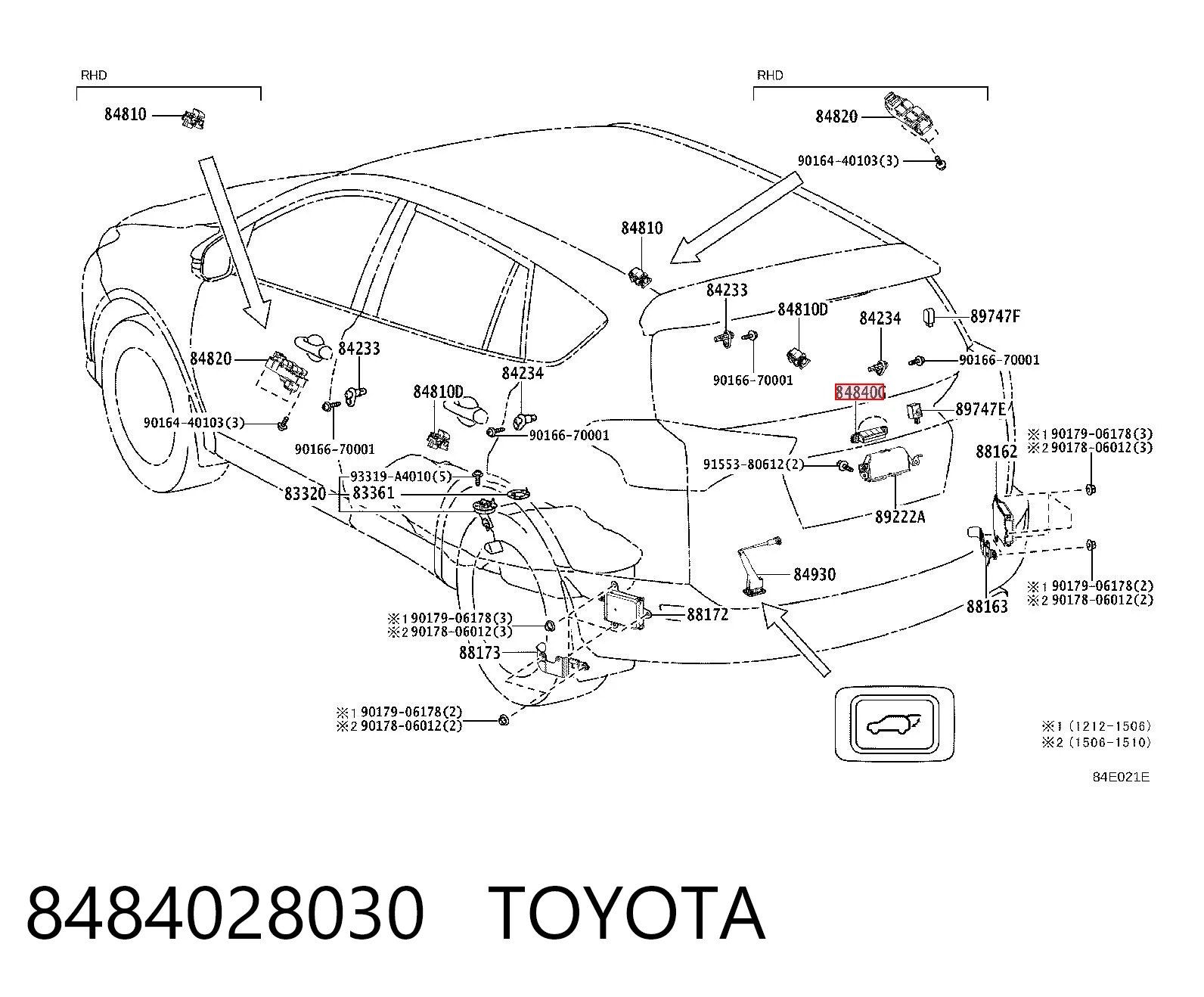8484028030 Toyota Кнопка приводу замка задньої 3/5 двері (ляди)