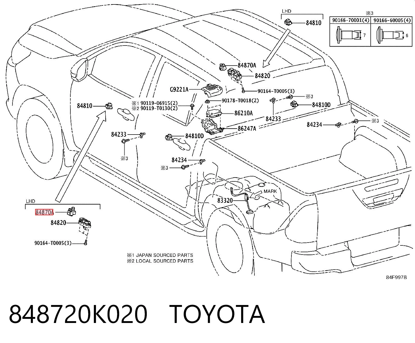 848720K020 Toyota Регулятор дзеркал