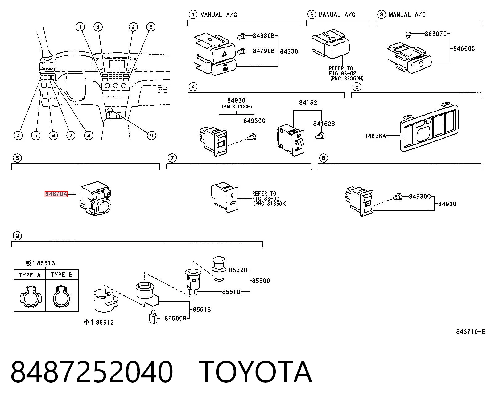 8487252040 Toyota Регулятор дзеркал