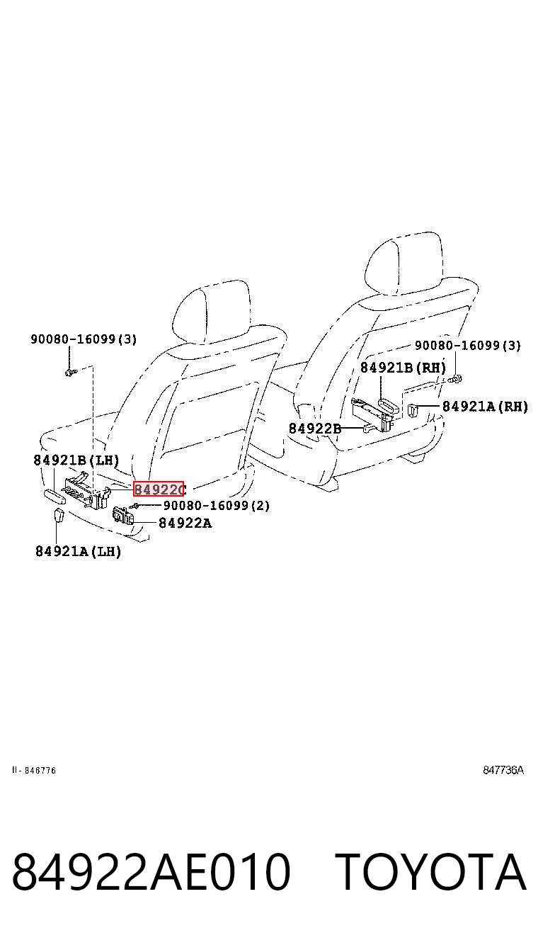 84922AE010 Toyota Блок кнопок механізму регулювання сидінь, лівий