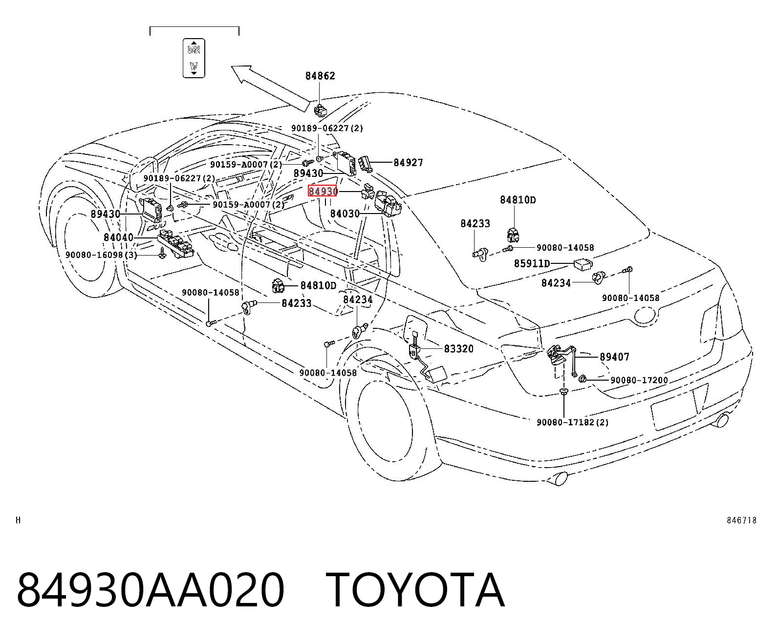 84930AA020 Toyota Кнопковий блок керування склопідіймачами передній правий