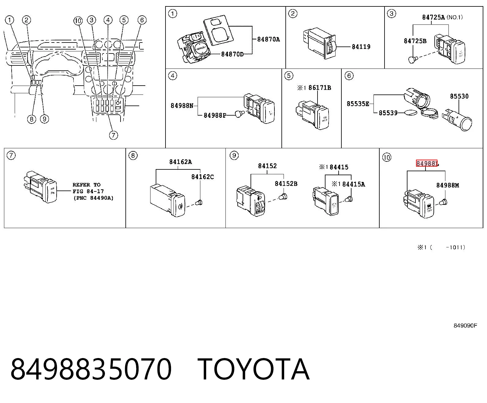 8498835070 Toyota Кнопка увімкнення ESP