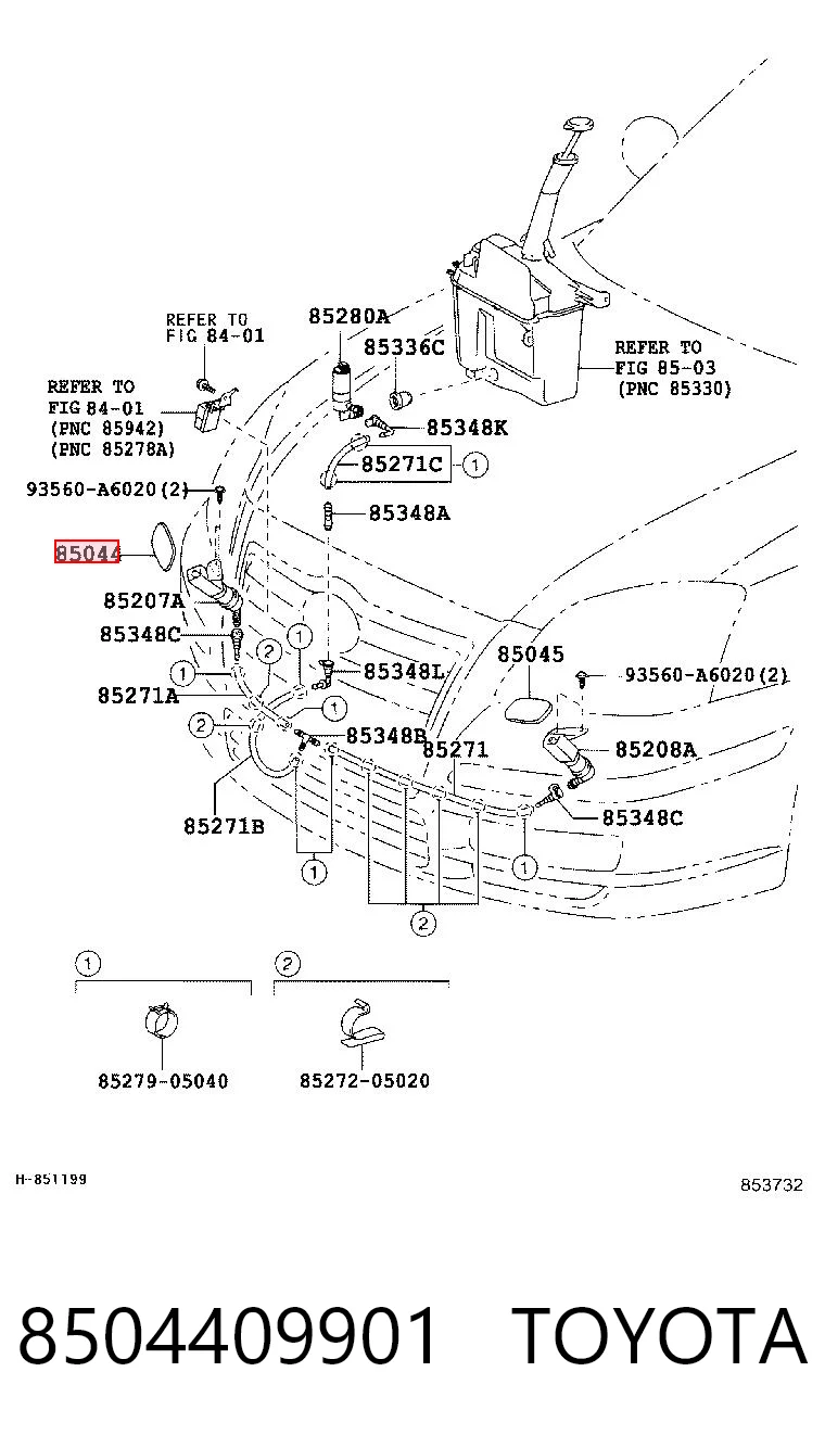 8504409901 Toyota Накладка форсунки омивача фари передньої