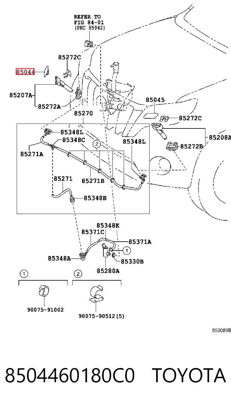 8504460180C0 Toyota Накладка форсунки омивача фари передньої