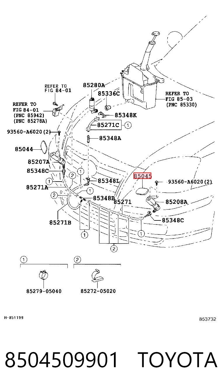 8504509901 Toyota Накладка форсунки омивача фари передньої