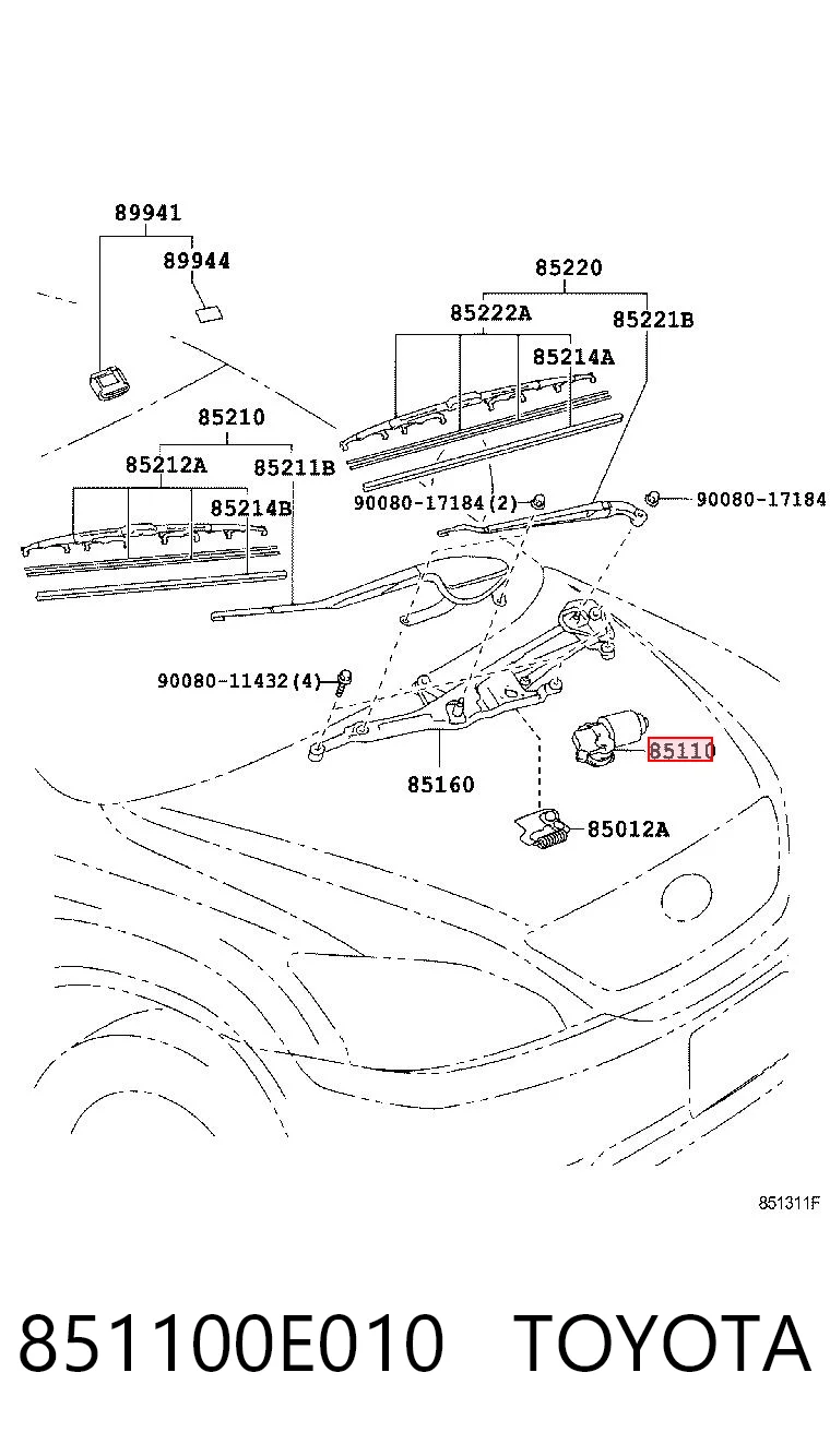 851100E010 Toyota Мотор стеклоочищувача