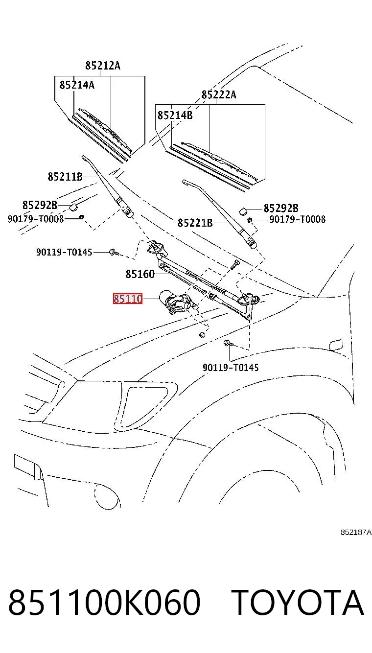 851100K060 Toyota Мотор стеклоочищувача
