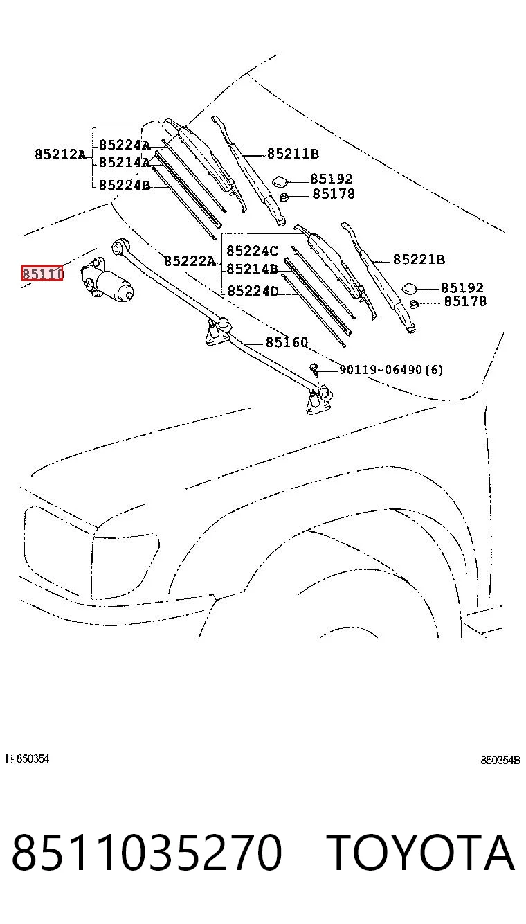8511035270 Toyota Мотор стеклоочищувача