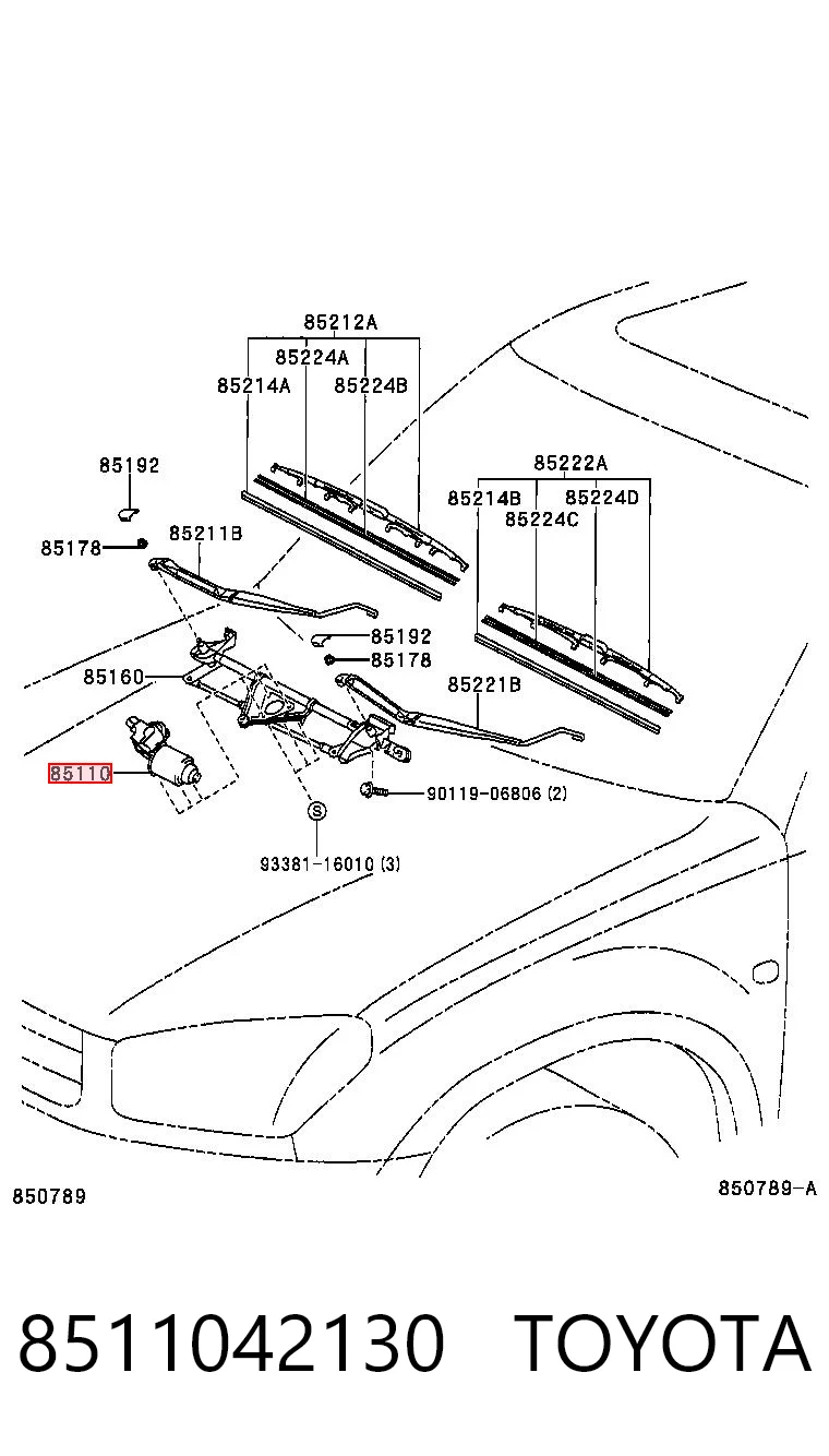 8511042130 Toyota Мотор стеклоочищувача