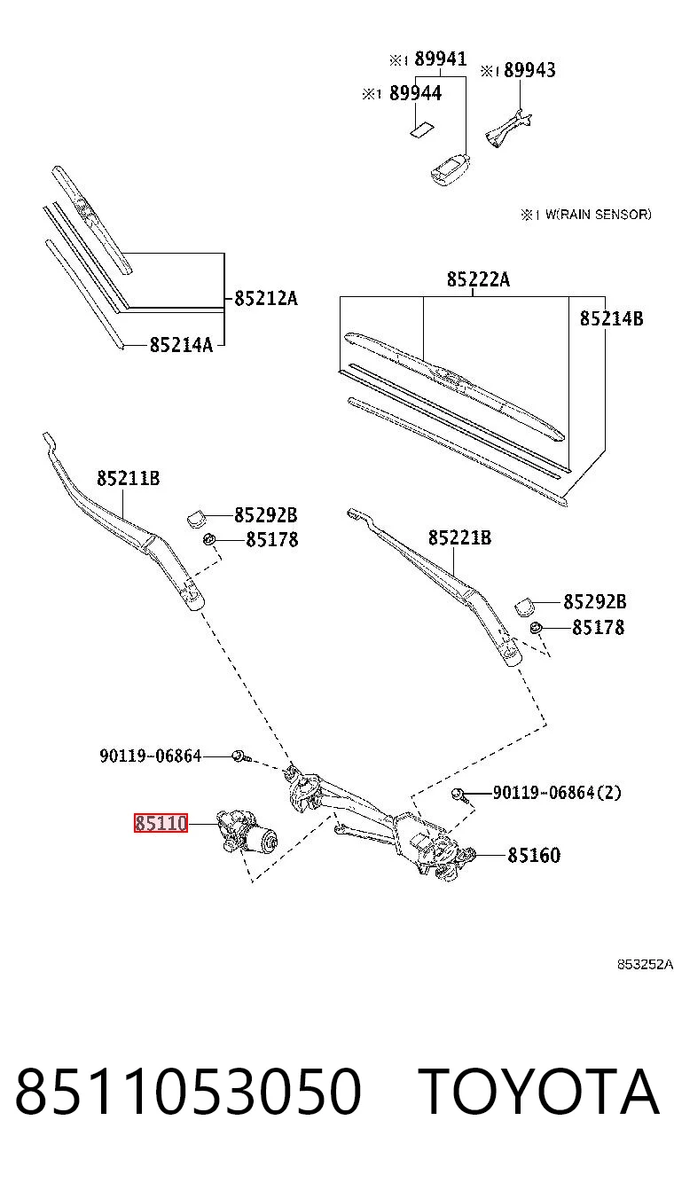 8511053050 Toyota Мотор стеклоочищувача