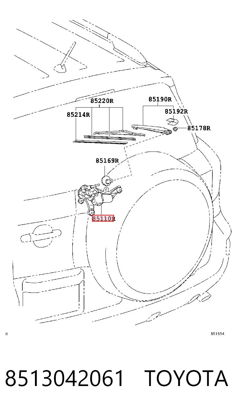 8513042061 Toyota Моторчик заднього двірника