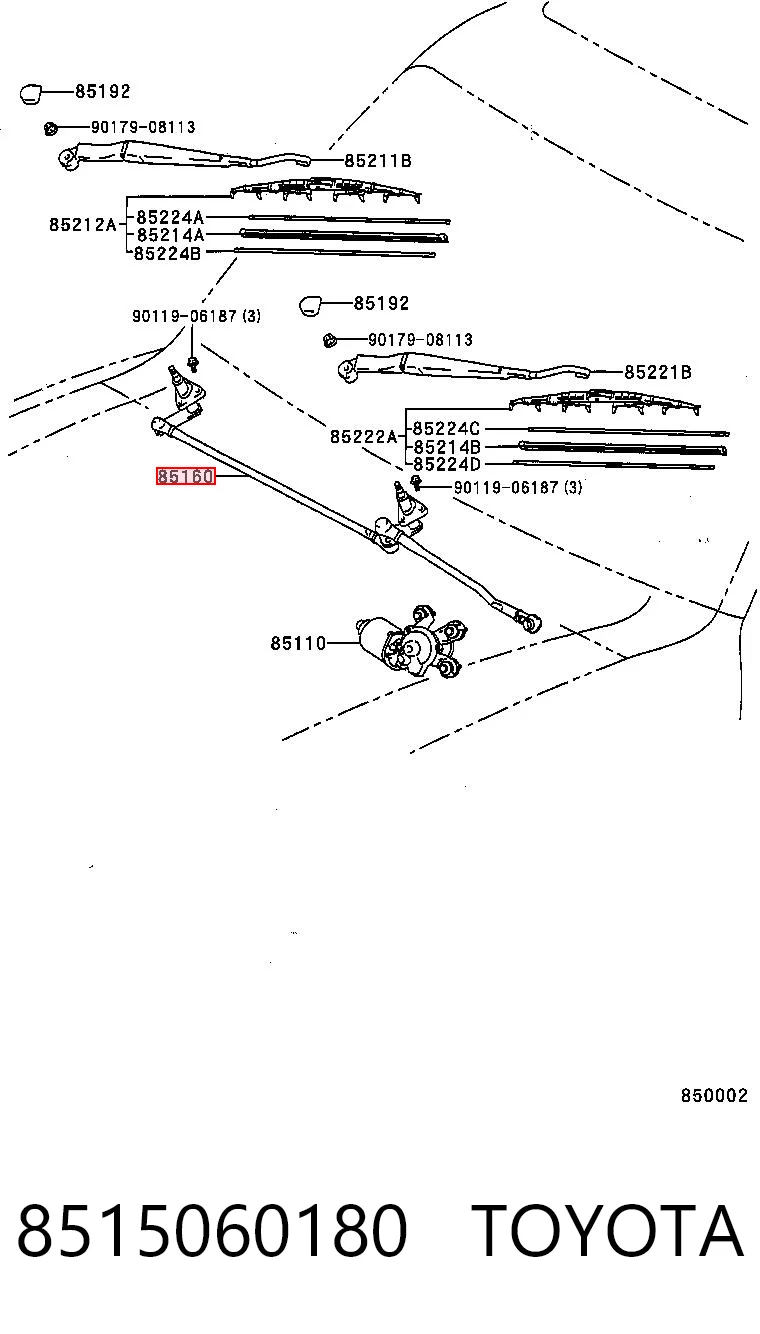 8515060180 Toyota Трапеція склоочисника