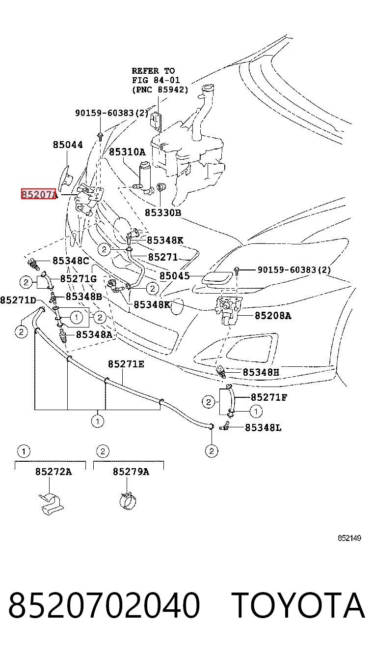 8520702040 Toyota Сопло омивача фари передньої, правої