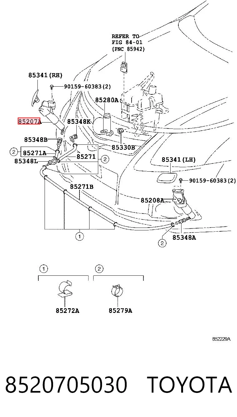 8520705030 Toyota Форсунка омивача фари передньої, правої