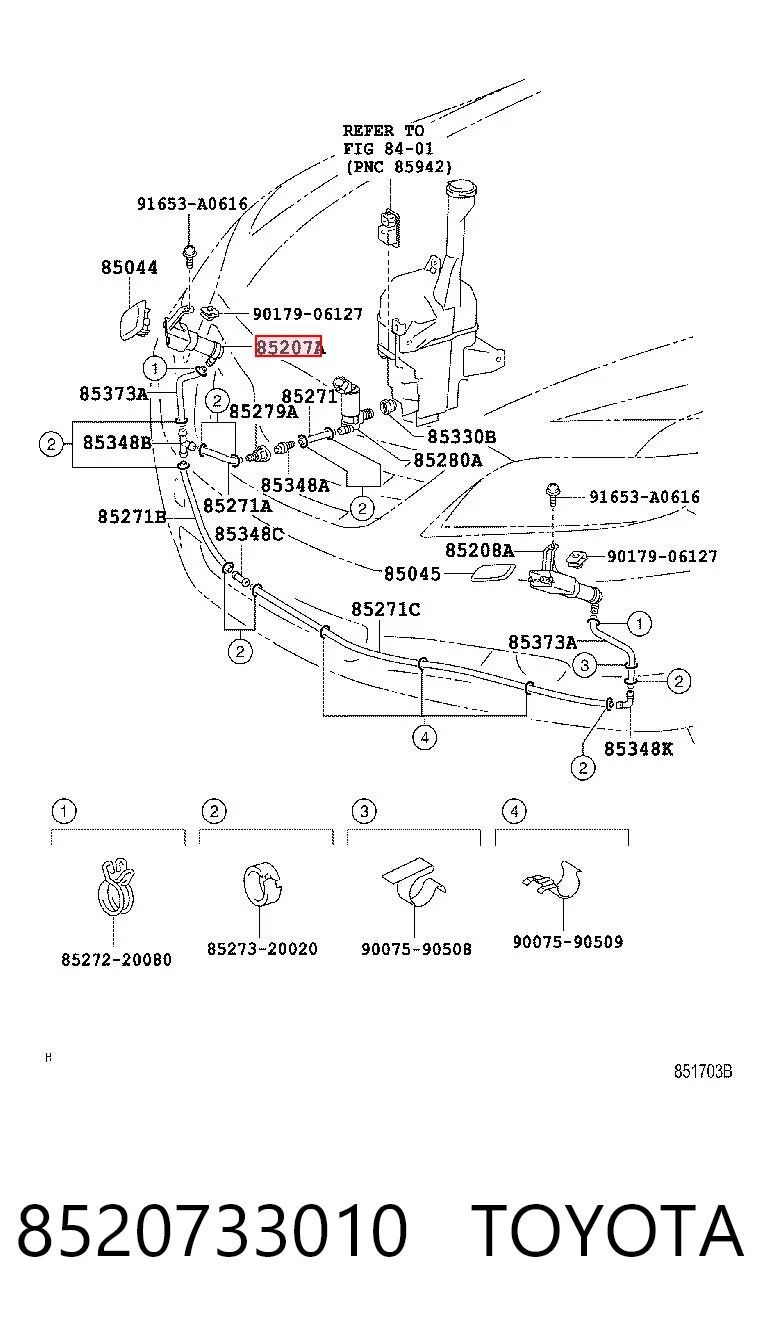 8520733010 Toyota Форсунка омивача фари передньої, правої