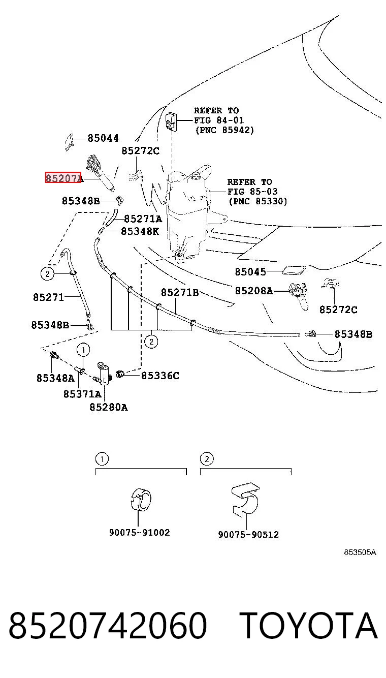 8520742060 Toyota Форсунка омивача фари передньої, правої