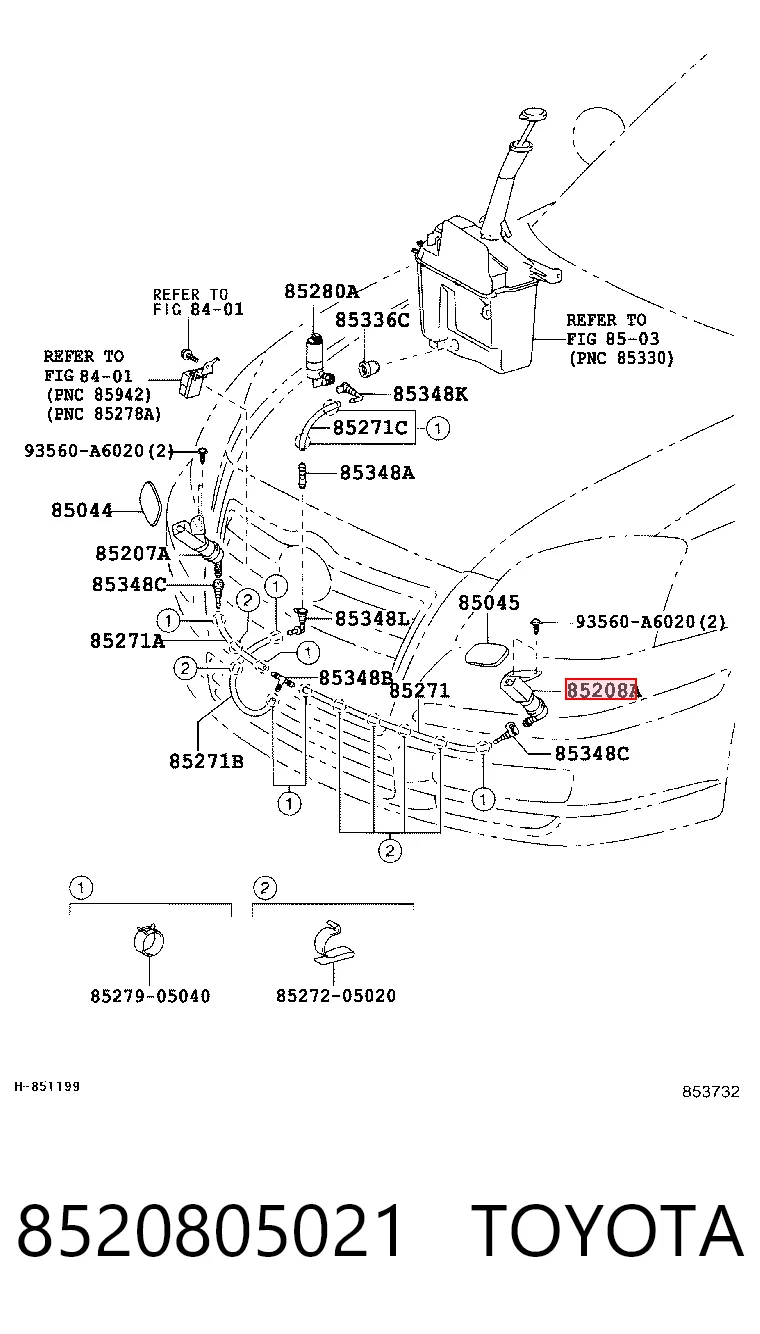 8520805021 Toyota Сопло омивача фари передньої, лівої