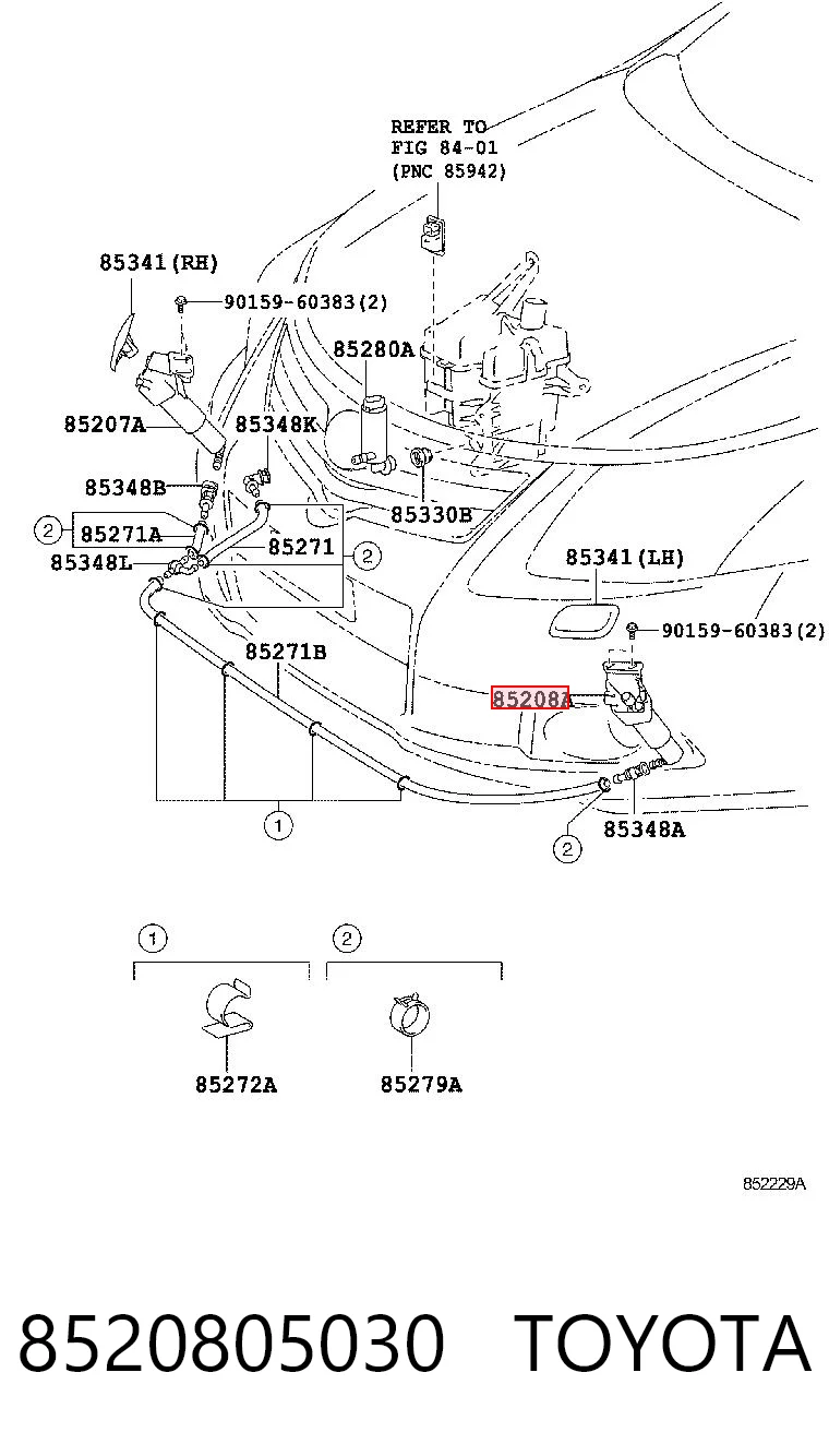 8520805030 Toyota Сопло омивача фари передньої, лівої