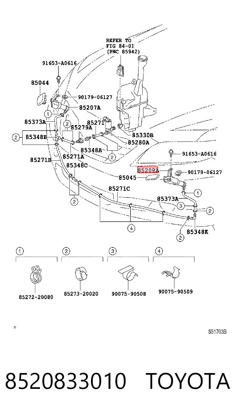 8520833010 Toyota Сопло омивача фари передньої, лівої
