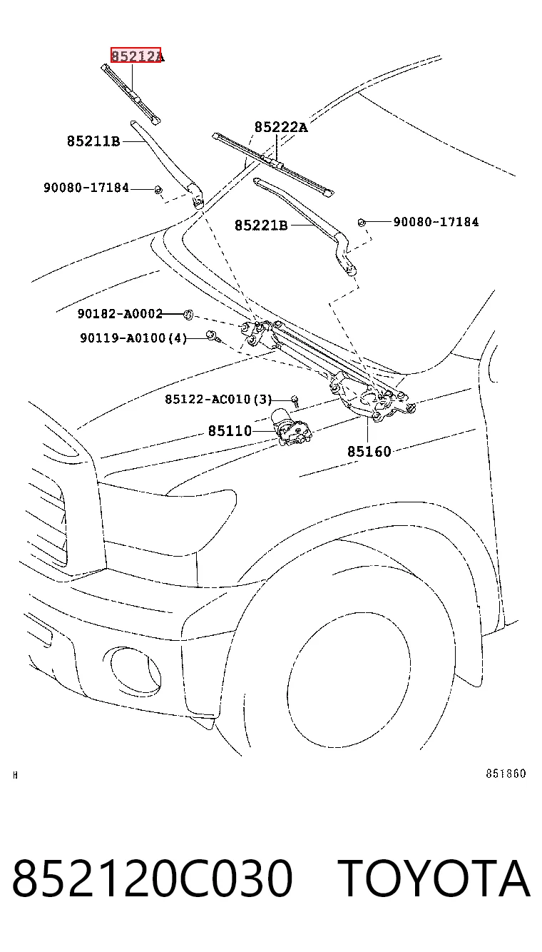 852120C030 Toyota Щітка двірника права