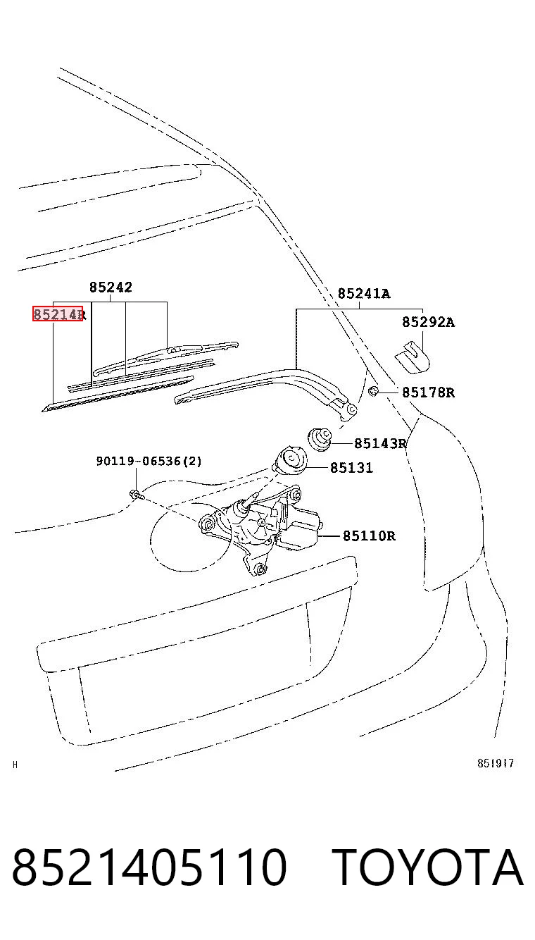 8521405110 Toyota Гумка щітки склоочисника заднього скла