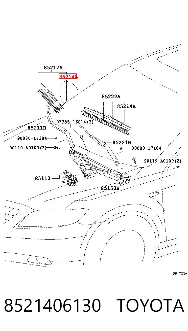8521406130 Toyota Гумка склоочисника пасажирська