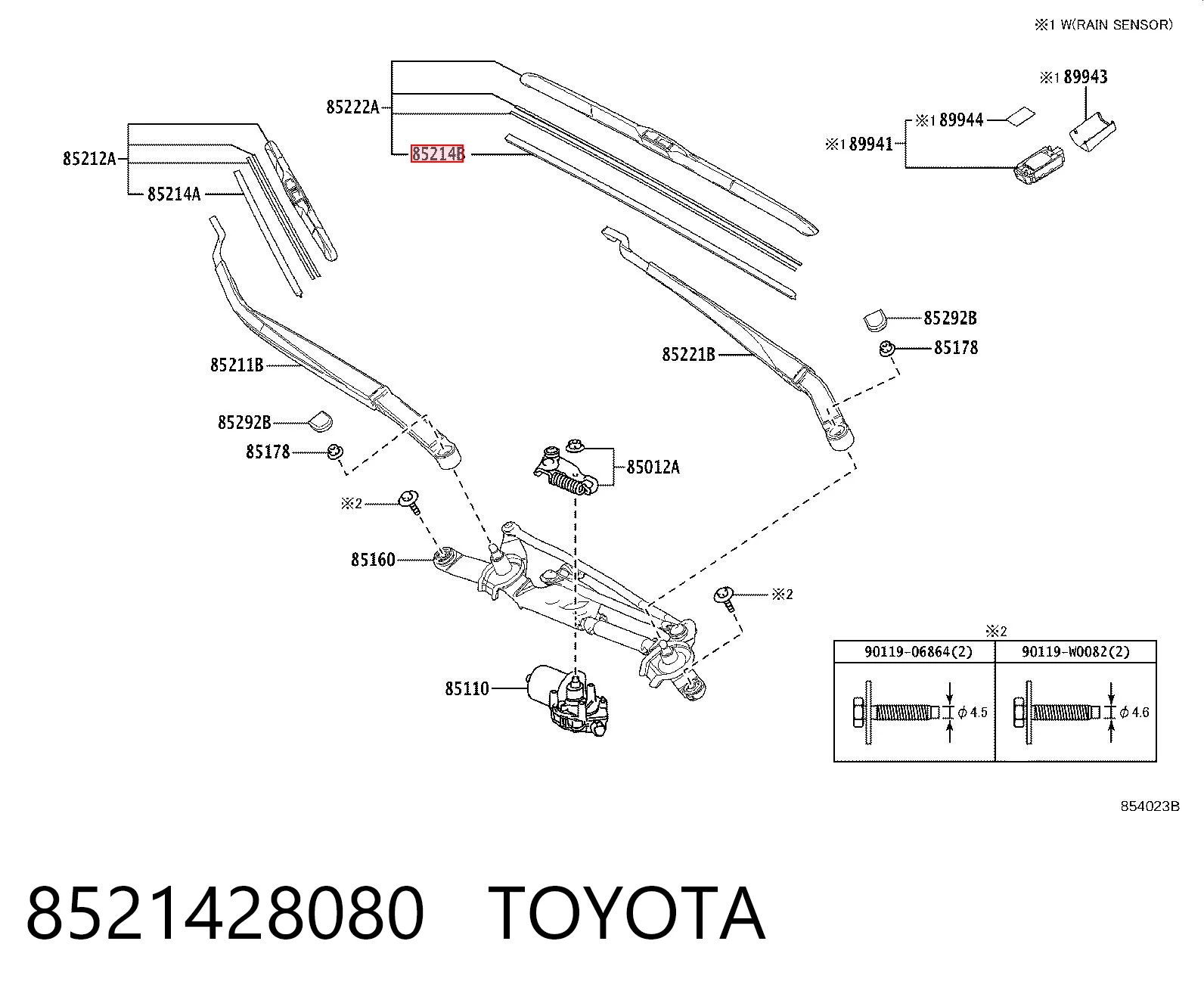 8521428080 Toyota Щітка двірника ліва