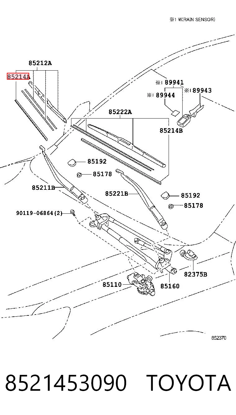 8521453090 Toyota Гумка склоочисника пасажирська