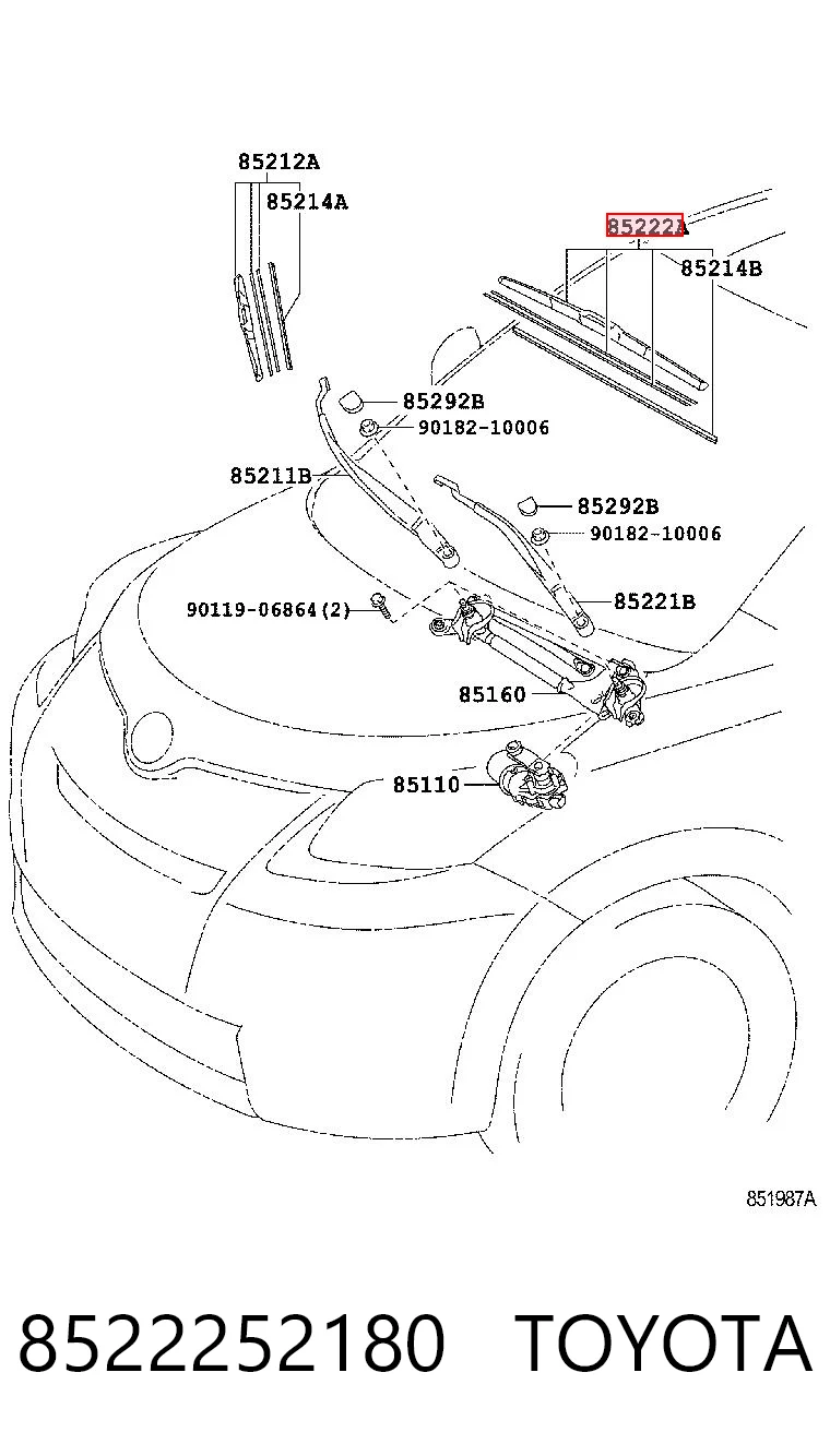 8522252180 Toyota Щітка двірника ліва